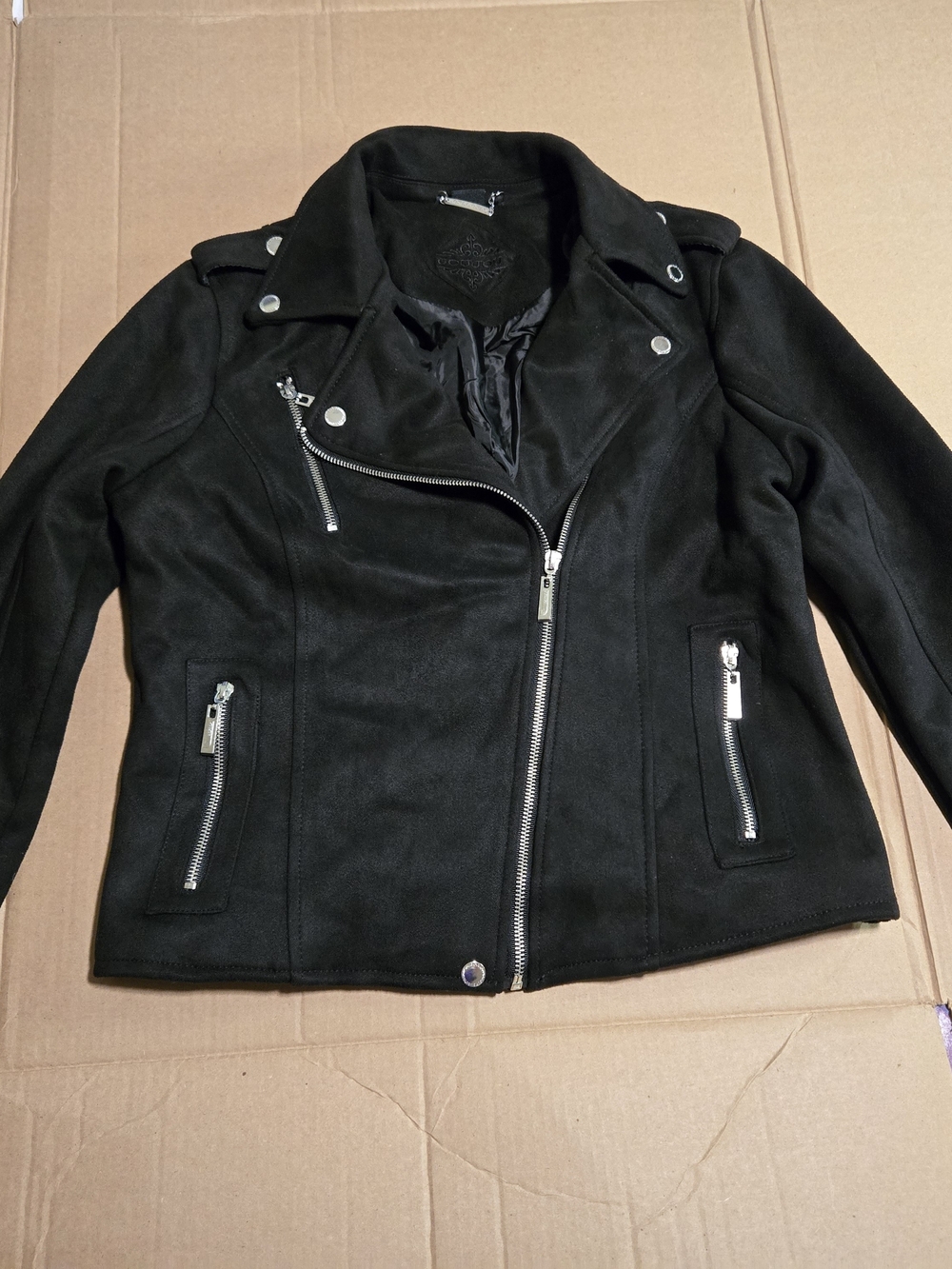 Jou Jou Black Moto Jacket with Silver Zippers